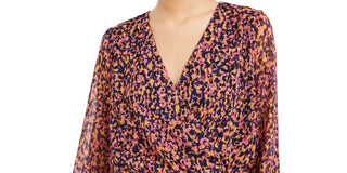 Bar III Women's Smocked Surplice Top Purple Size Small