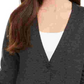 Charter Club Women's Merino Wool V Neck Cardigan Gray Size X-Large