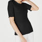Maison Jules Women's Crewneck Elbow-Sleeve Top Black Size X-Large