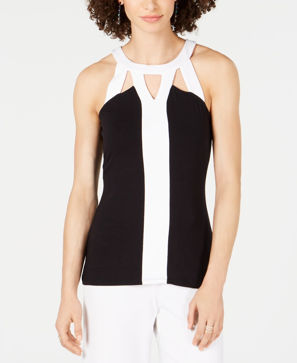 INC International Concepts Women's Colorblocked Tank Top Black Size Petite X-Large