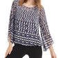 Alfani Women's Petite Printed Angel-Sleeve Top  Purple Size PM