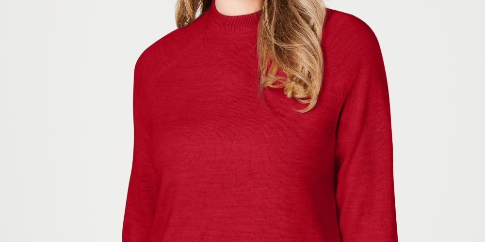 Karen Scott Women's Mock Neck Sweater Red Size Petite Small