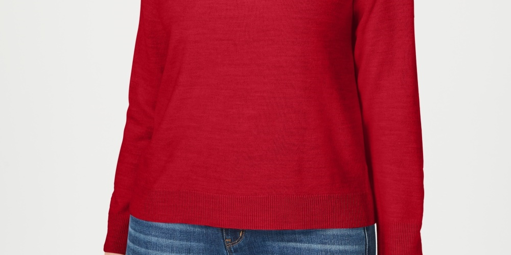 Karen Scott Women's Mock Neck Sweater Red Size Petite Small