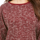 Charter Club Women's Bow Cuff Marled Top Red Size PM