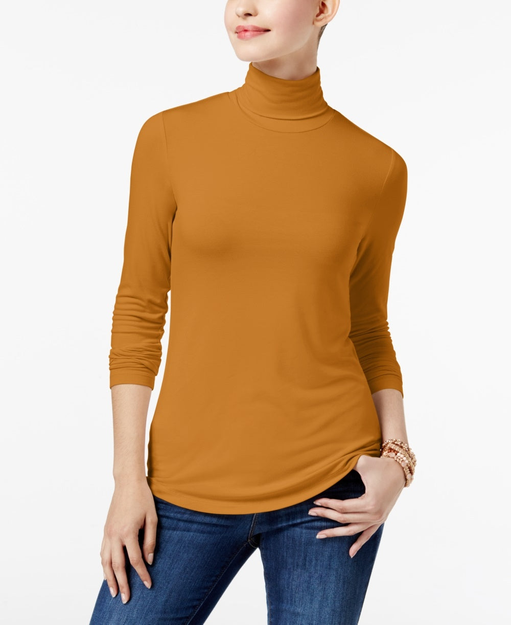 Maison Jules Women's Turtleneck Top Yellow Size Small