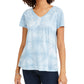 Style & Co Women's Tie Dyed Linen Blend Top Blue Size Medium