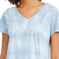 Style & Co Women's Tie Dyed Linen Blend Top Blue Size Medium