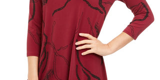 Alfani Women's Petite Printed Swing Top Red Size PL