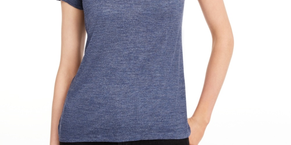 Maison Jules Women's Tie Back Solid T-Shirt Blue Size XX-Large