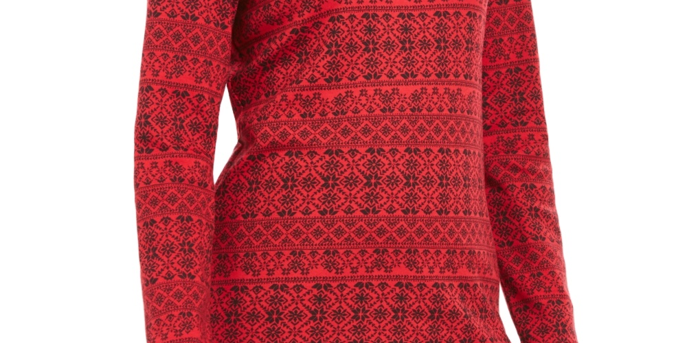 Karen Scott Women's Fair Isle Printed Mock Neck Top Red Size PS