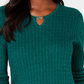 Karen Scott Women's Cotton Cable Knit Keyhole Sweater Green Size PL