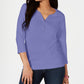 Karen Scott Women's Petite Cotton Henley Shirt  Purple Size Petite
