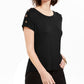 NY Collection Women's Button Sleeve Top Black Size Petite Medium
