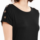 NY Collection Women's Button Sleeve Top Black Size Petite Medium