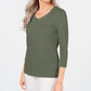 Karen Scott Women's Cotton V-Neck Button-Trim Top Green Size X-Large