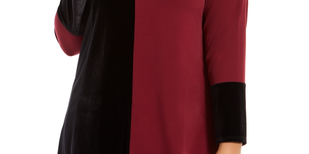 Alfani Women's Plus Colorblocked Asymmetrical Tunic Wine Size 2X
