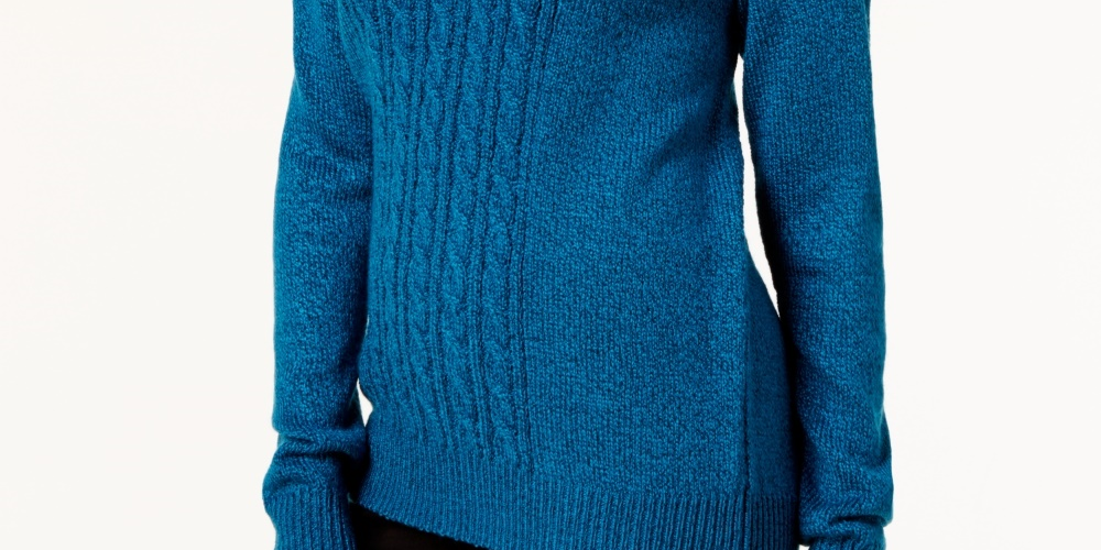 Karen Scott Women's Button Trim Mock Neck Sweater Blue Size X-Small