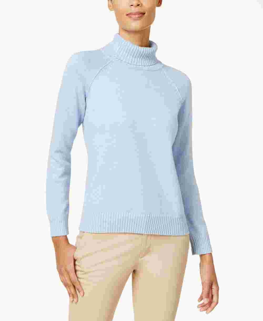 Karen Scott Women's Light Blue Long Sleeve Turtle Neck Sweater Blue Size Petite X-Large