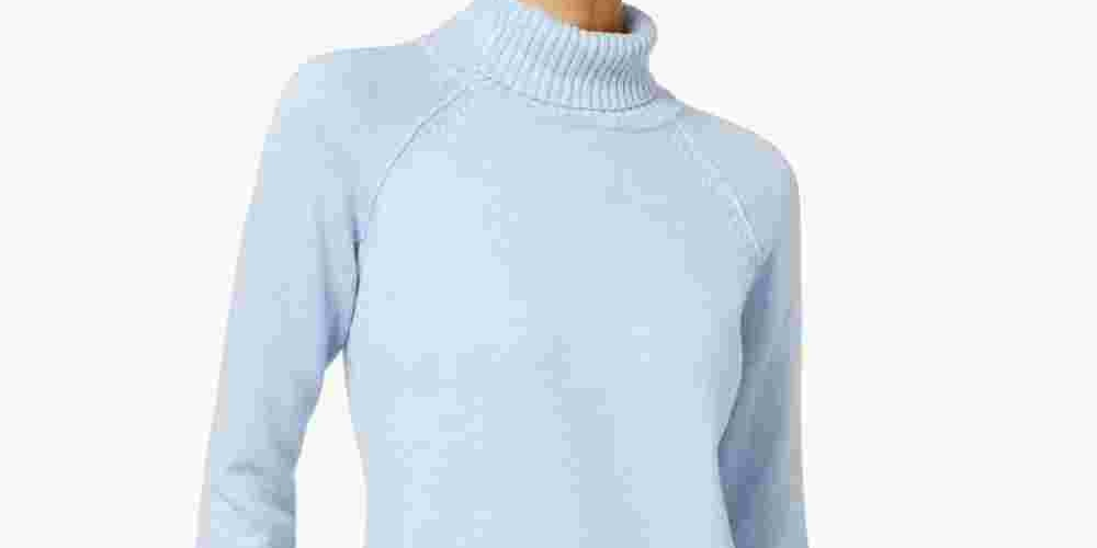 Karen Scott Women's Light Blue Long Sleeve Turtle Neck Sweater Blue Size Petite X-Large