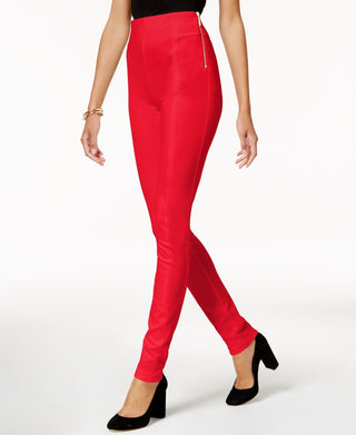 INC International Concepts Women's Petite Zip Detail Skinny Pants Red Size 16 Petite