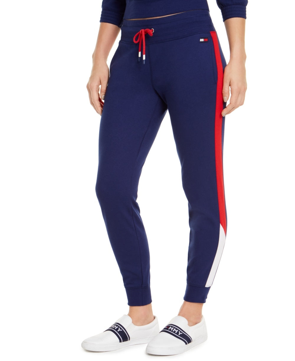 Tommy Hilfiger Women's Sport Colorblocked Jogger Pants Blue Size Small