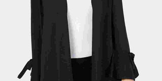 Alfani Women's Tie Sleeve Cardigan Black Size Petite X-Large