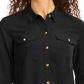 Charter Club Women's Petite Solid Button-Up Shirt  Black Size Petite