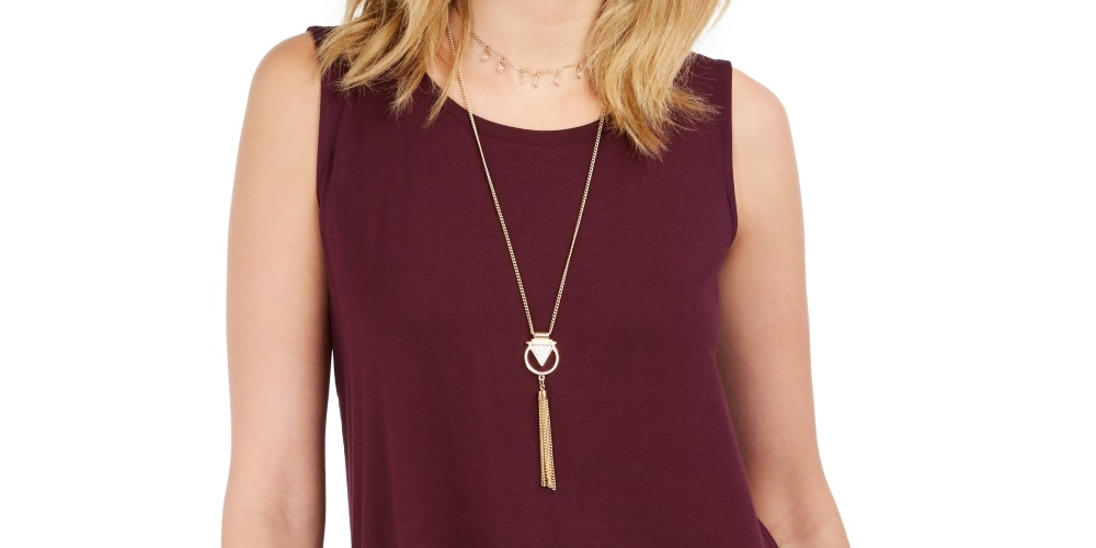 Style & Co Women's Swing-Fit Tank Top  Purple Size Small