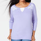 Karen Scott Women's Embroidered Cotton Layered Look Top Purple Size Petite Small