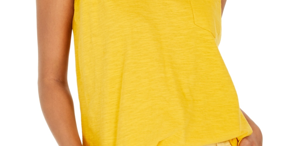 Style & Co Women's Cotton V Neck Tank Top Gold Size Large