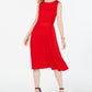 Charter Club Women's Tie Waist Midi Dress Red Size Large