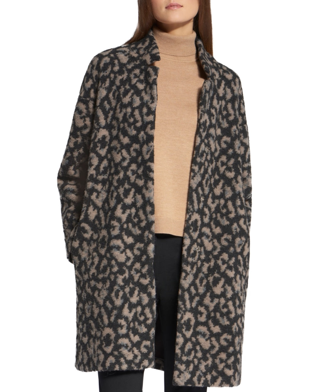 Basler Women's Animal-Print COAT Gray Size 16