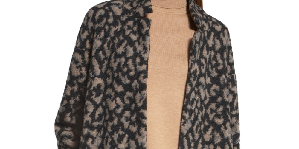 Basler Women's Animal-Print COAT Gray Size 16