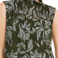 Alfani Women's Petite Smocked Mock-Neck Top  Green Size PL