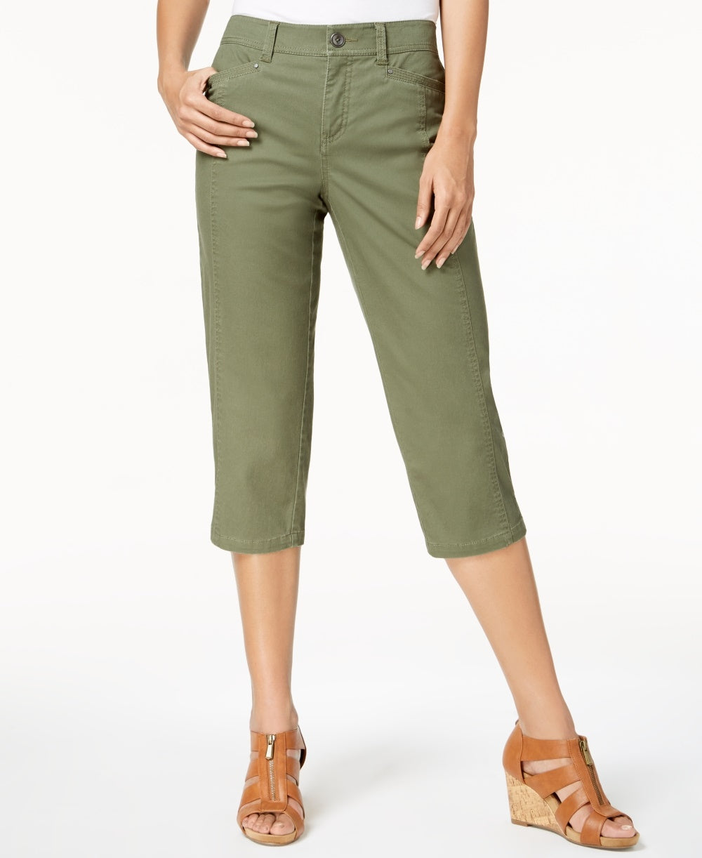 Style & Co Women's Split Hem Capri Pants Green Size 4