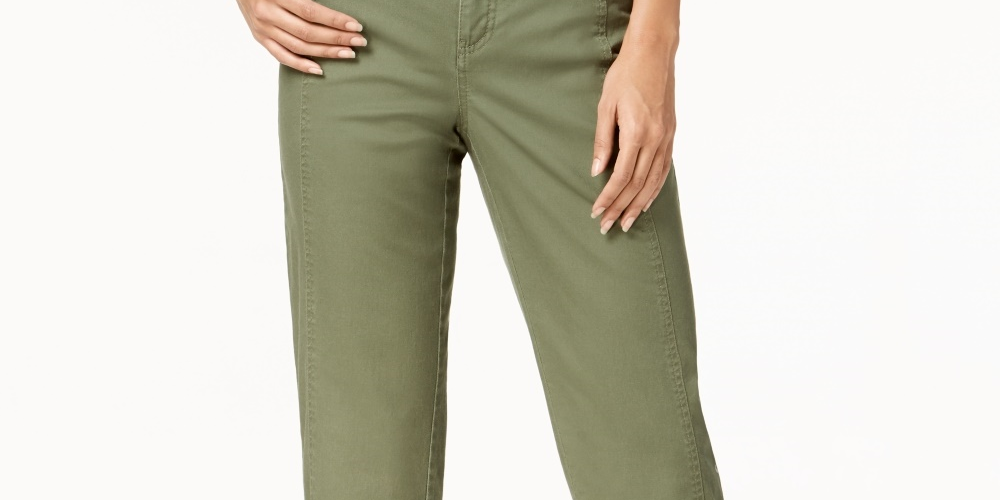 Style & Co Women's Split Hem Capri Pants Green Size 4