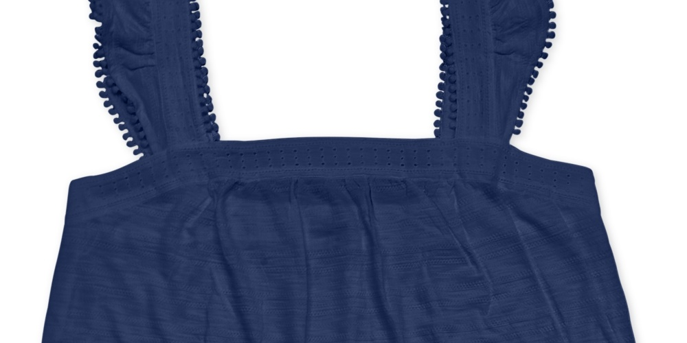 Style & Co Women's Embroidered Flutter Strap Tank Top Blue Size X-Small