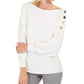 JM Collection Women's Button Sleeve Sweater White Size Small