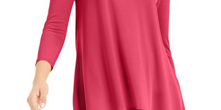 Alfani Women's Petite Solid Swing Top Pink Size Petite