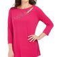 JM Collection Women's Embellished Cutout Top  Pink Size Small