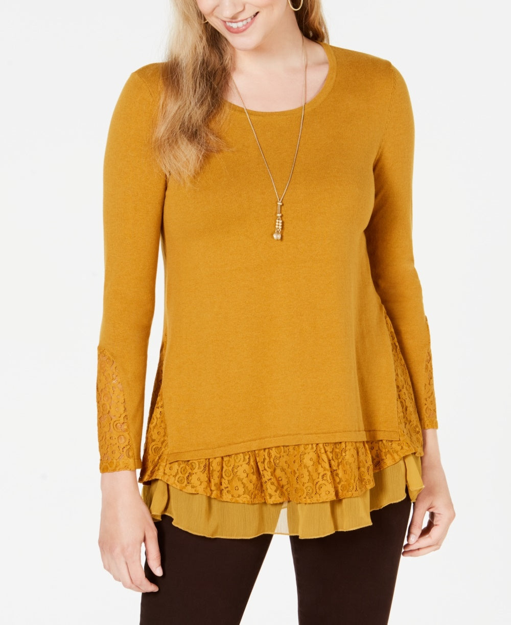 Style & Co Women's Layered-Look Tunic Gold Size Medium