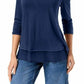 Style & Co Women's Chiffon Hem Top Blue Size Small