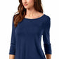 Style & Co Women's Chiffon Hem Top Blue Size Small
