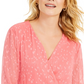Charter Club Women's Clip Dot Wrap Top Pink- Size XX-Large