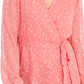 Charter Club Women's Clip Dot Wrap Top Pink- Size XX-Large