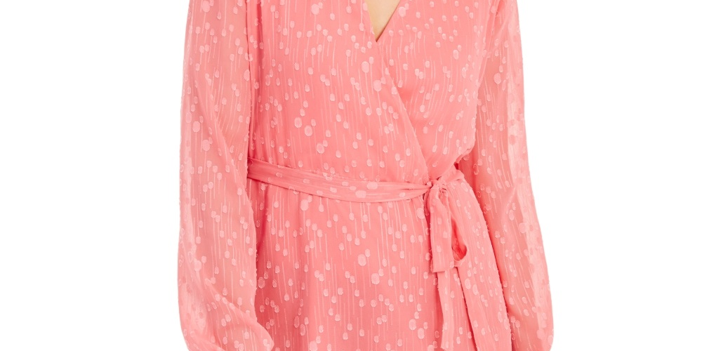 Charter Club Women's Clip Dot Wrap Top Pink- Size XX-Large