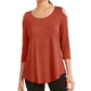 JM Collection Women's Cold-Shoulder Top  Medium Red Size Large