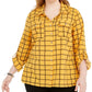 NY Collection Women's Plus Size Polka Dot Button Down Shirt Yellow Size 3X