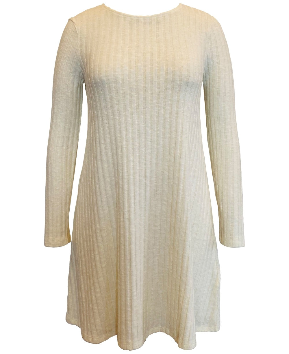 Style & Co Women's Hacci Ribbed Brushed Swing Dress White Size Small