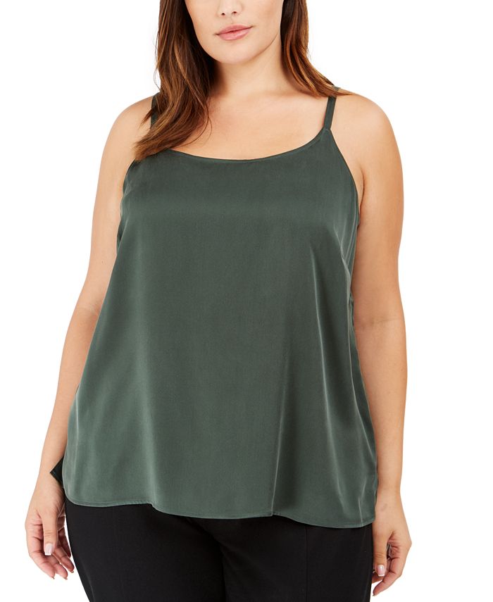 Eileen Fisher Women's Silk Scoop Neck Camisole Green Size 2X